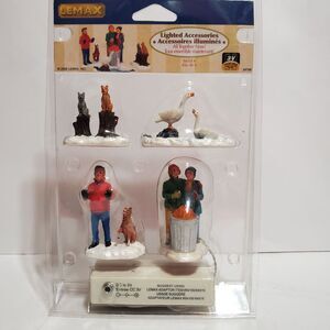 NEW 2002 Lemax All Together! #24799  Lighted Christmas Village Figurine 4PC Set
